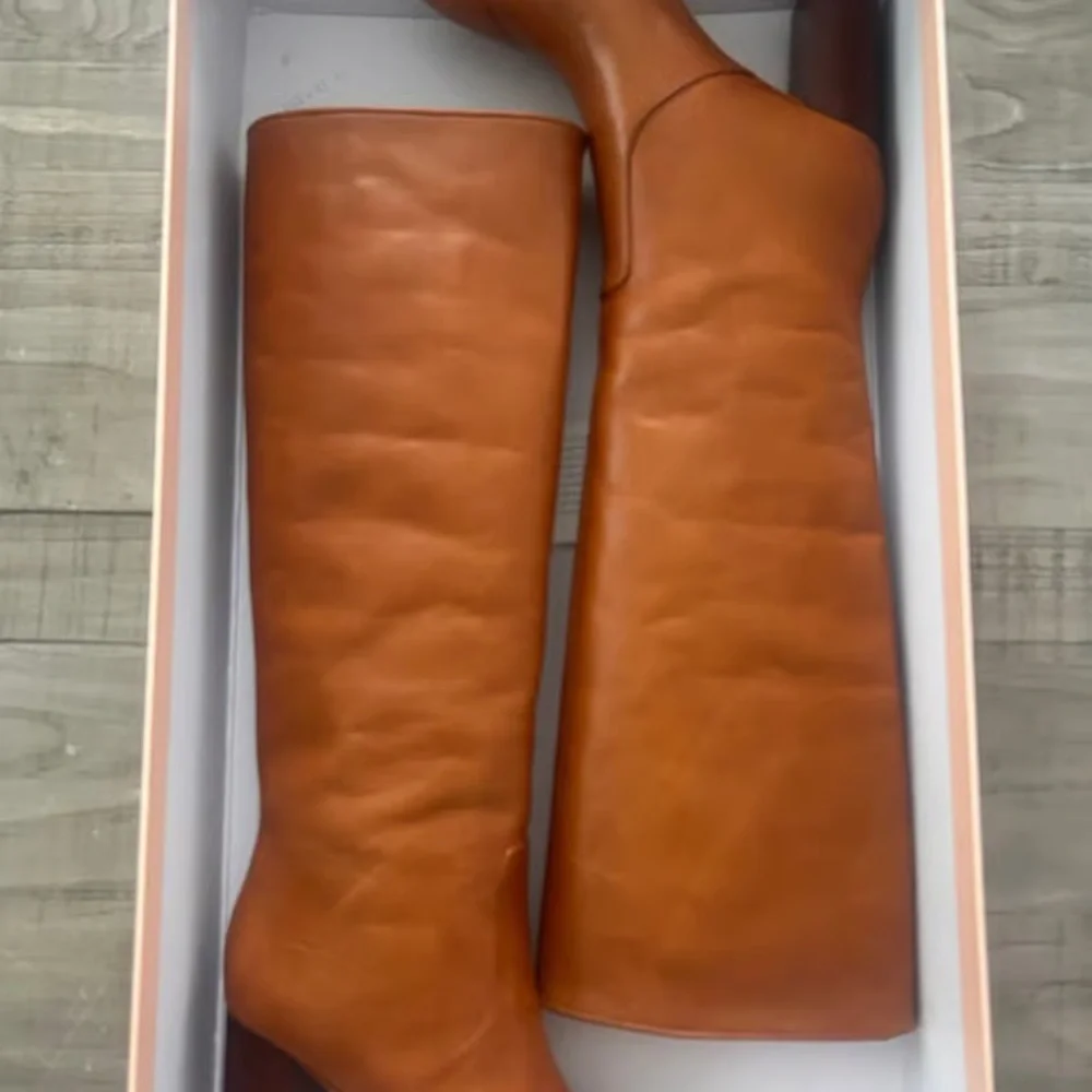 Loeffler Randall Tall Over-the-Knee Leather Boots in Cognac
